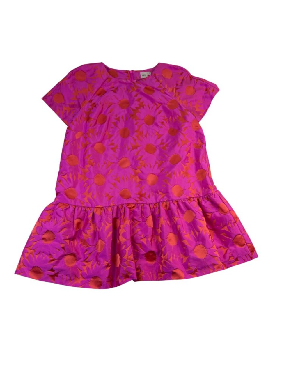 ASOS Womens Pink & Orange Floral Print Drop Hem Dress Size 14 - Picture 2 of 9